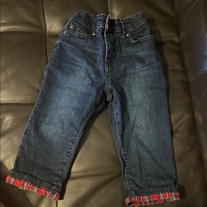 Gymboree Blue Jeans with Red Plaid Cuffs